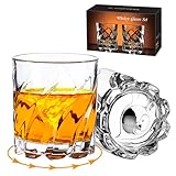 Ocean ice Spinning Whiskey Glasses set of 2, 10 oz Rotatable Old Fashioned Glass Cup, Cocktail Glass & Bourbon Glass, Elegant Barware Gift for Whisky Scotch Lovers Dishwasher Safe Christmas