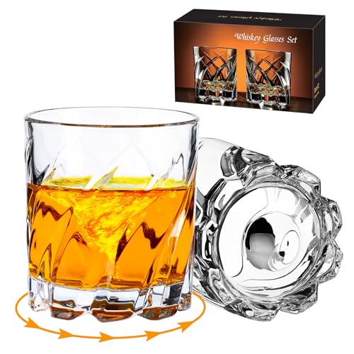 Ocean Ice Spinning Whiskey Glasses Set of 2, 10 oz