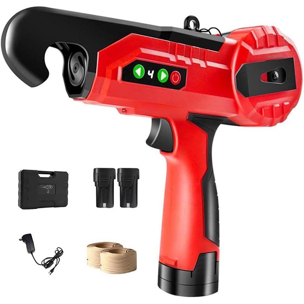 YXYLJOZ Automatic Plant Tying Machine, Digital Display Electric Binding Tools, 25mm, 4 Levels Adjustment, Professional Strapper for Grapes, Tomatoes, Flowers