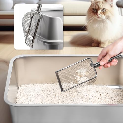 Arenero de acero inoxidable XL con tapa para gatos grandes miniatura 6