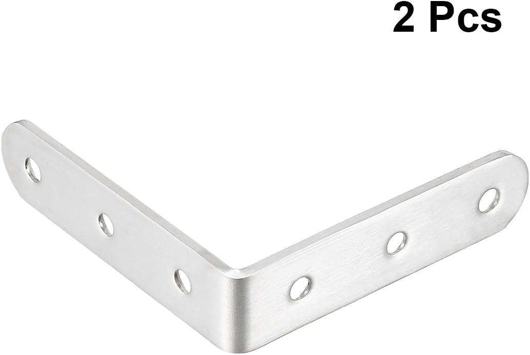 uxcell Corner Brace, 80mmx80mmx20mm, Stainless Steel Joint L Shape Right Angle Brackets Fastener, Pack of 2