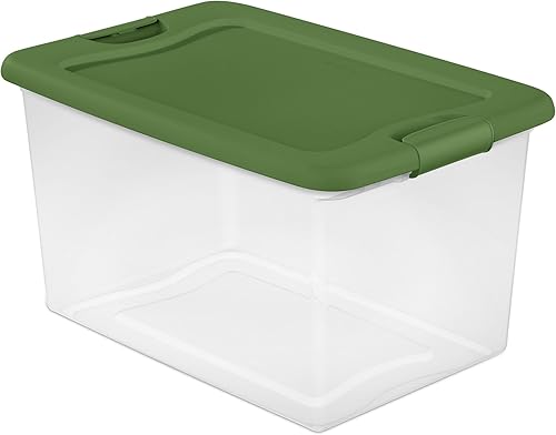 Miniatura 8 de Sterilite Contenedor de plástico apilable de 64 cuartos de galón con tapa con pestillo, contenedor de plástico para organizar armarios, transparente
