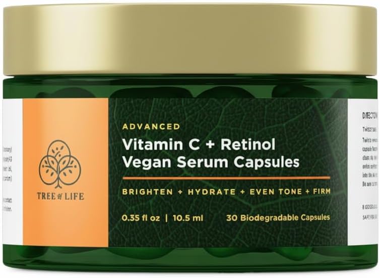 Tree of Life Cápsulas de sérum com vitamina C e retinol, 30 unidades