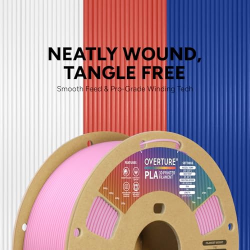 Image of OVERTURE PLA Filament 1.75mm, Neatly Wound 3D Printer Filament 1kg Spool (2.2lbs), Dimensional Accuracy + /- 0.02 mm, Fit Most FDM 3D Printers (Pink)
