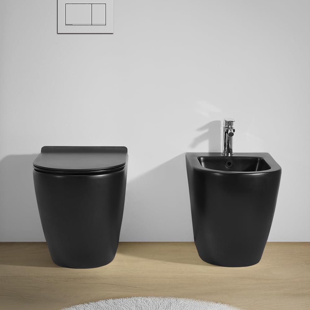 WC Filomuro Ceramica Nero Opaco Scarico Tornado Design Moderno E Igiene Superiore Tokyo
