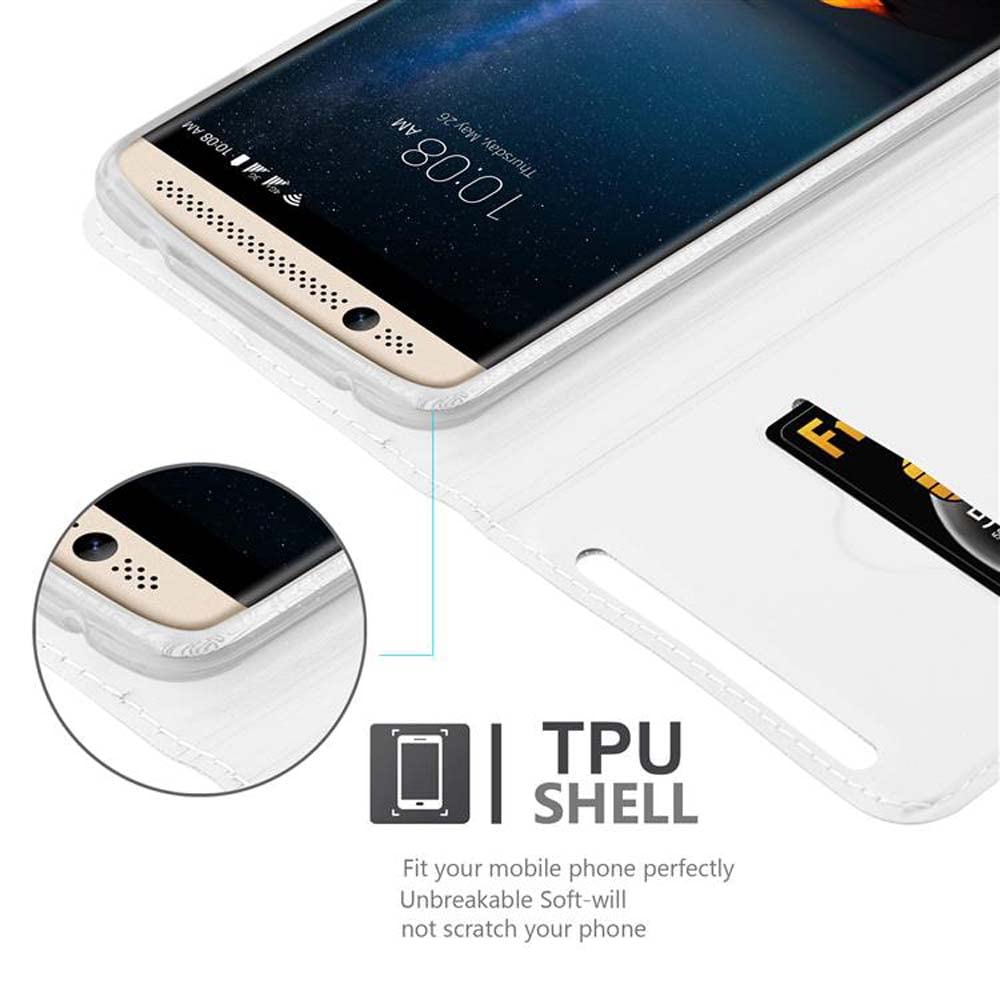 Cadorabo Custodia Libro per ZTE Axon 7 in CLASSY ORO ROSA - con Vani di