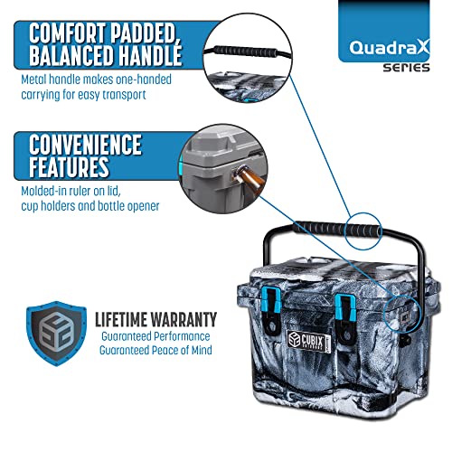 Cubix Outdoors Quadrax Rotomolded Portable Hard Cooler For Camping, Fishing, Beach | Heavy Duty Insulated Lunch Box | Cold Retention 5 Day, 10 Quart Cooler, Urban Camo #TOP3