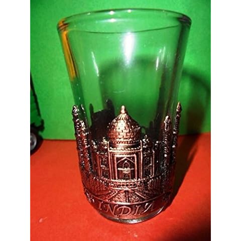 Artcollectibles India Rare Shot Glass Taj Mahal Red Fort Qutab Minar Glass Collectible Home Decor Art Cover