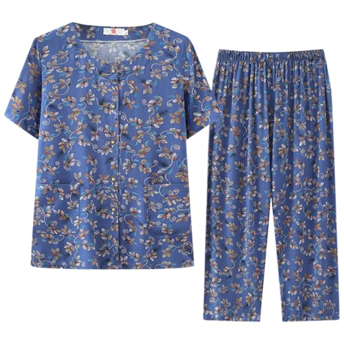 Pyjama femme été court avec poches ensemble de pyjama 2 pièces fluide et léger S-XXL