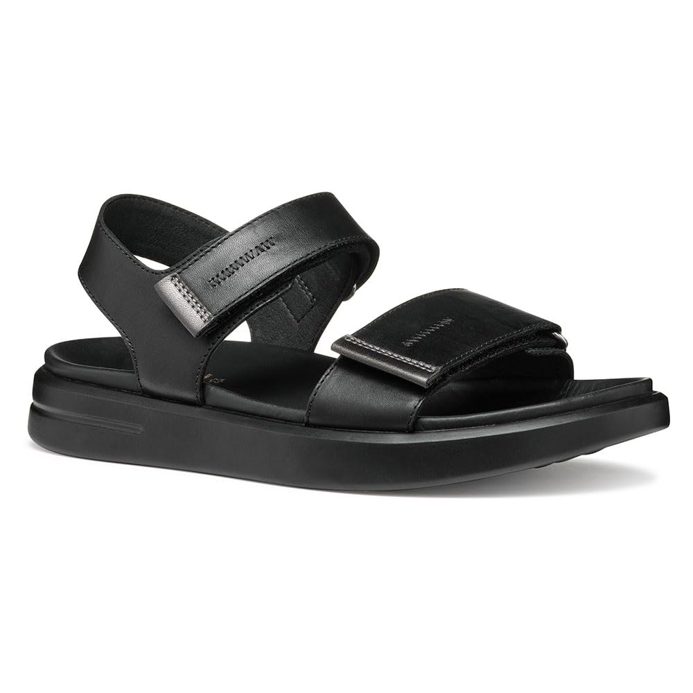 Geox Women's D XAND 2S E Sandal, Black/Gun, 7 UK