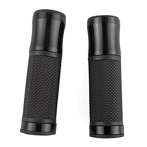 Evomosa Custom Motorcycle Aluminum+Rubber Gel 7/8"Handle Bar Grips For Cafe Racer End Bar Bike Street Atv Sports(1 Pair,Black) #TOP6