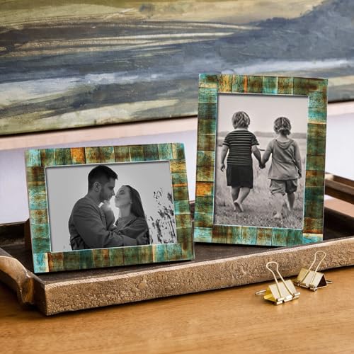 Image of Handicrafts Home 4x6 Picture Frames Pack of 2 - Verdigris Collection Handcrafted Photo Frames, Perfect for Wall & Tabletop Display, Ideal Home Decor Gift