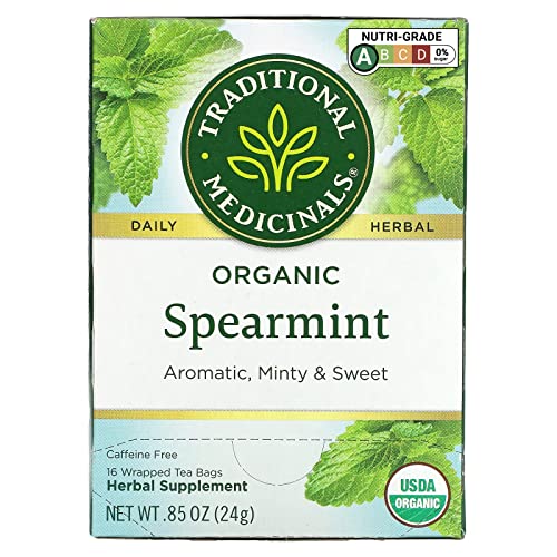 Traditional Medicinals Organic Spearmint Herbal Tea, Healthy & Refreshing, (Pack of 1) - 16 Tea Bags