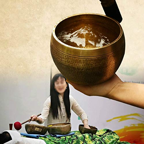 Set di Campane tibetane per Meditazione Yoga in Rame Puro, Fatte a Mano, con Ciotola di Buddha