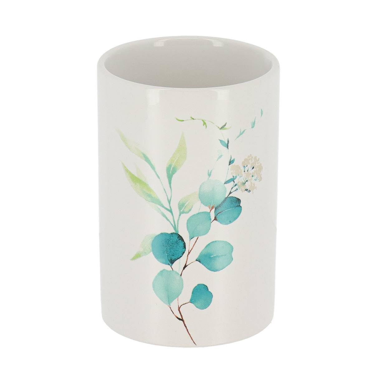 Tendance - Round Printed Dolomite Mug 320ml - Watercolor - Bathroom - Freestanding Bathroom Accessory