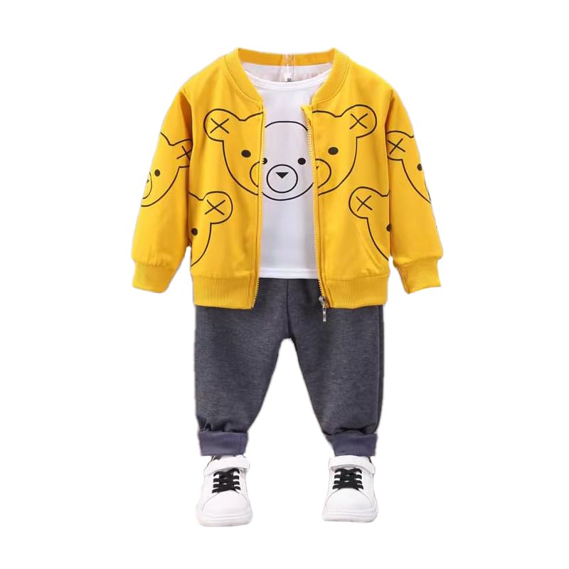 Image of Bold N Elegant Kids 3 Piece Jacket T Shirt Jogger Set for Boys Girls