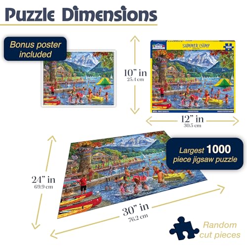 White Mountain Rompecabezas de 1000 Piezas Día Divertido en el Lago, Campamento de Verano | Piezas Grandes, Regalo para Adultos y Familia, 24"x30" miniatura 3