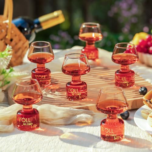Imourari Lustige Geschenke für Frauen: 120ml kleine Weingläser 6er Set mundgeblasene personalisiert Schnapsgläser mit Gravur für Wein Schnaps Tequila - bleifreies kristall Rotweingläser
