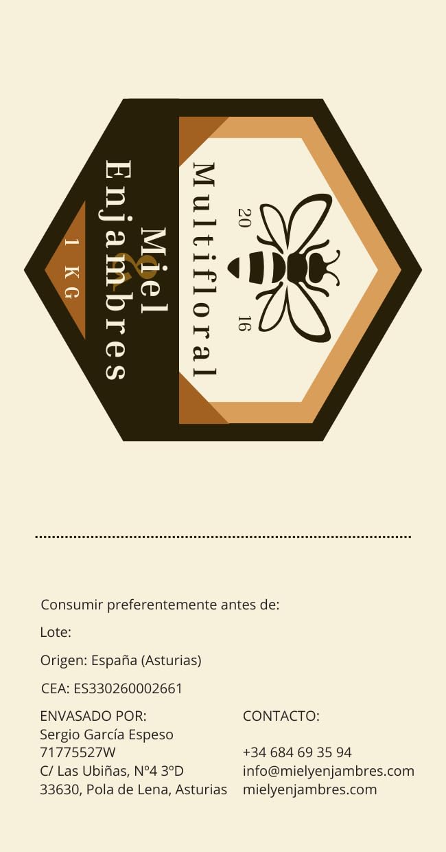 Miel Natural Pura Artesanal Multifloral 1 kg Asturias España