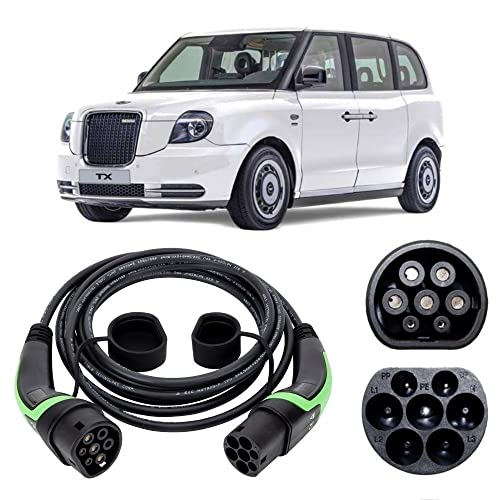 EV Power 20M - LEVC TX Electric Taxi Charging Cable - Type 2 to Type 2 Charging Cable – 32amp (7.2kw) for LEVC TX Electric Taxi - Type 2 Plug for EV Charging Station – Single Phase