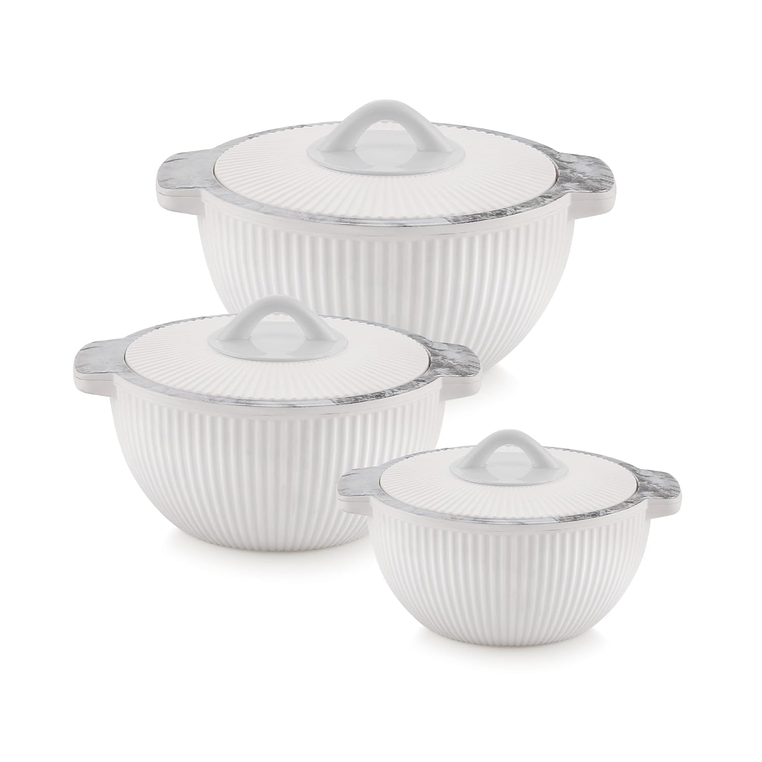 Buy Liza Crema Stainless Steel Insulated Casserole Set of 3 with