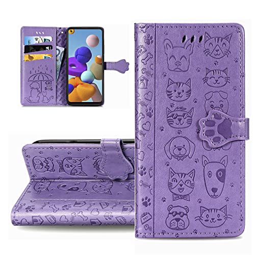 LEMAXELERS Carcasa Samsung Galaxy A05S, Funda Samsung Galaxy A05S Lindo Perro Gato en Relieve Carcasa de Tipo Libro con Ranuras para Tarjetas de Soporte y Solapa Case,SD Cat Zi