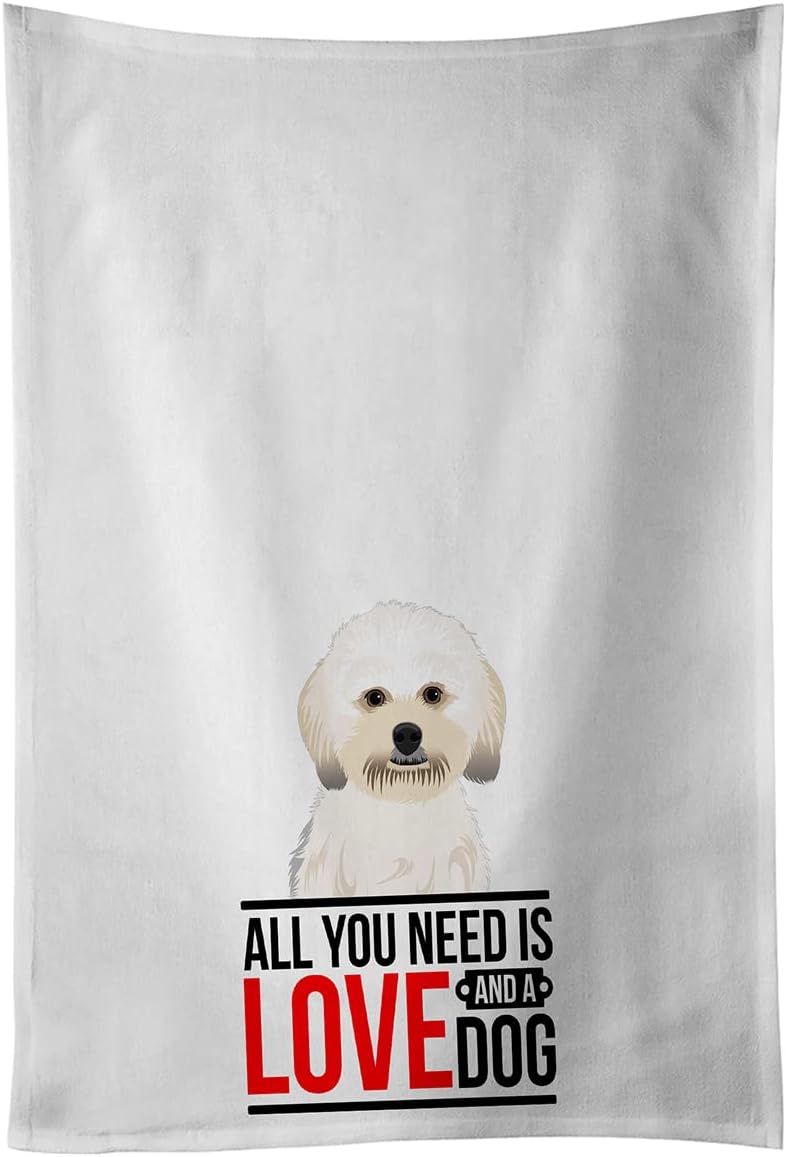 Caroline's Treasures WDK3795WTKT Shih-Tzu Gold #5 White Kitchen Towel Set of 2 Dish Towels Decorative Bathroom Hand Towel for Hand, Face, Hair, Yoga, Tea, Dishcloth, 19 X 25, White