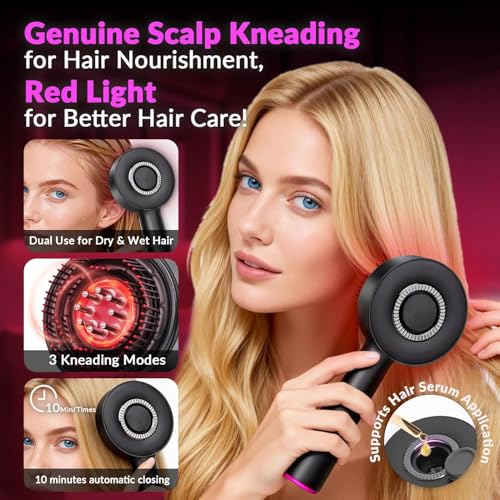 Image of Premium Head Scalp Electric Massager Comb | Scalp Massaging Brush with 3 In 1 Hair Oil Applicator | IPX7 Waterproof,Portable Deep Massager For Hair & Head Relaxation at Home | Shiatsu Massage for Hair Growth /Stress Relax (Black)
