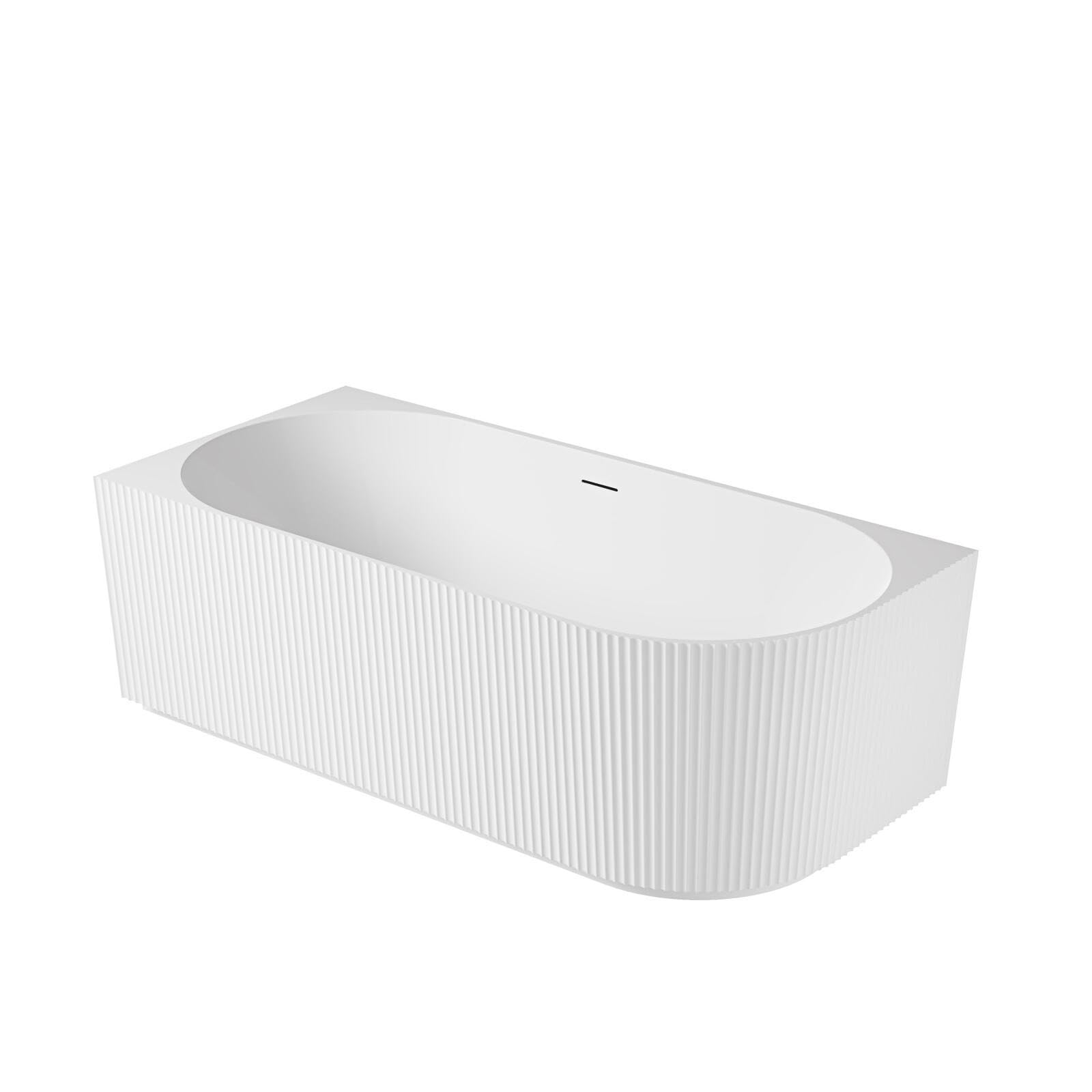 MOB-IN Vasca da bagno Stria 150x80 Semi-isolotto Striata - Angolo Sinistro Acrilico Bianco