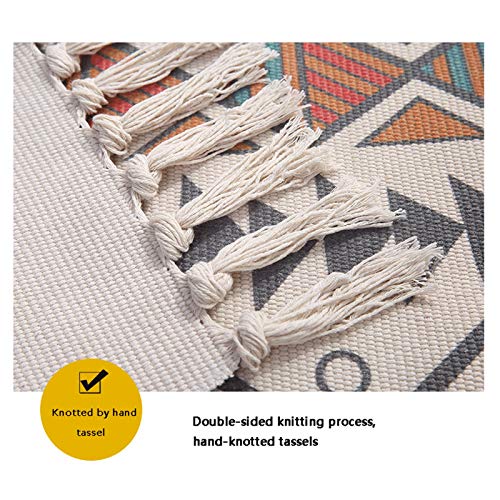 Tathagata Etnische stijl katoen en linnen wandtapijt Home Decor vloermatten Retro Plain wandtapijten handgemaakt tapijt slaapkamer nachtkastjes vloermatten (kleur: B, grootte: 60 * 150cm) - Image 5