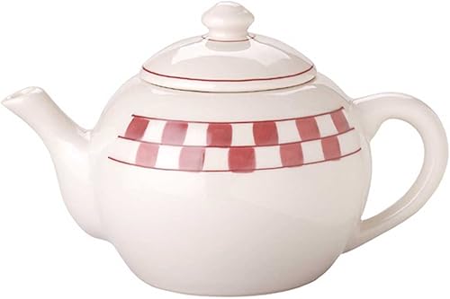 Tetera rojoblanco pintado a mano de cerámica Checkmate de 64 onzas  Suministro de renovador