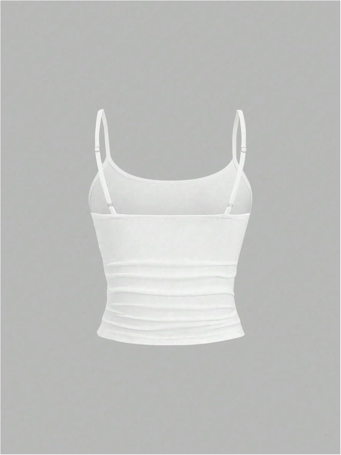 Women's Summer Ruched Crop Tops Dressy Casual Scoop Neck Spaghetti Strap Basic Camisole Top - Image 2