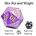 20 Sided DND Dice,D20 Giant Polyhedral Dice,55mm Titan Large Pearl Color D20 Dice,20 Sided Cube D&D Dice Set for Dungeons and Dragons, RPG, MTG Table Games(Purple-Pearl Series)