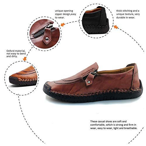 UPIShi Mens Driving Oxford Leather Casual Slip-on Sneaker Stitched Flats Penny Loafers Lightweight Shoes3