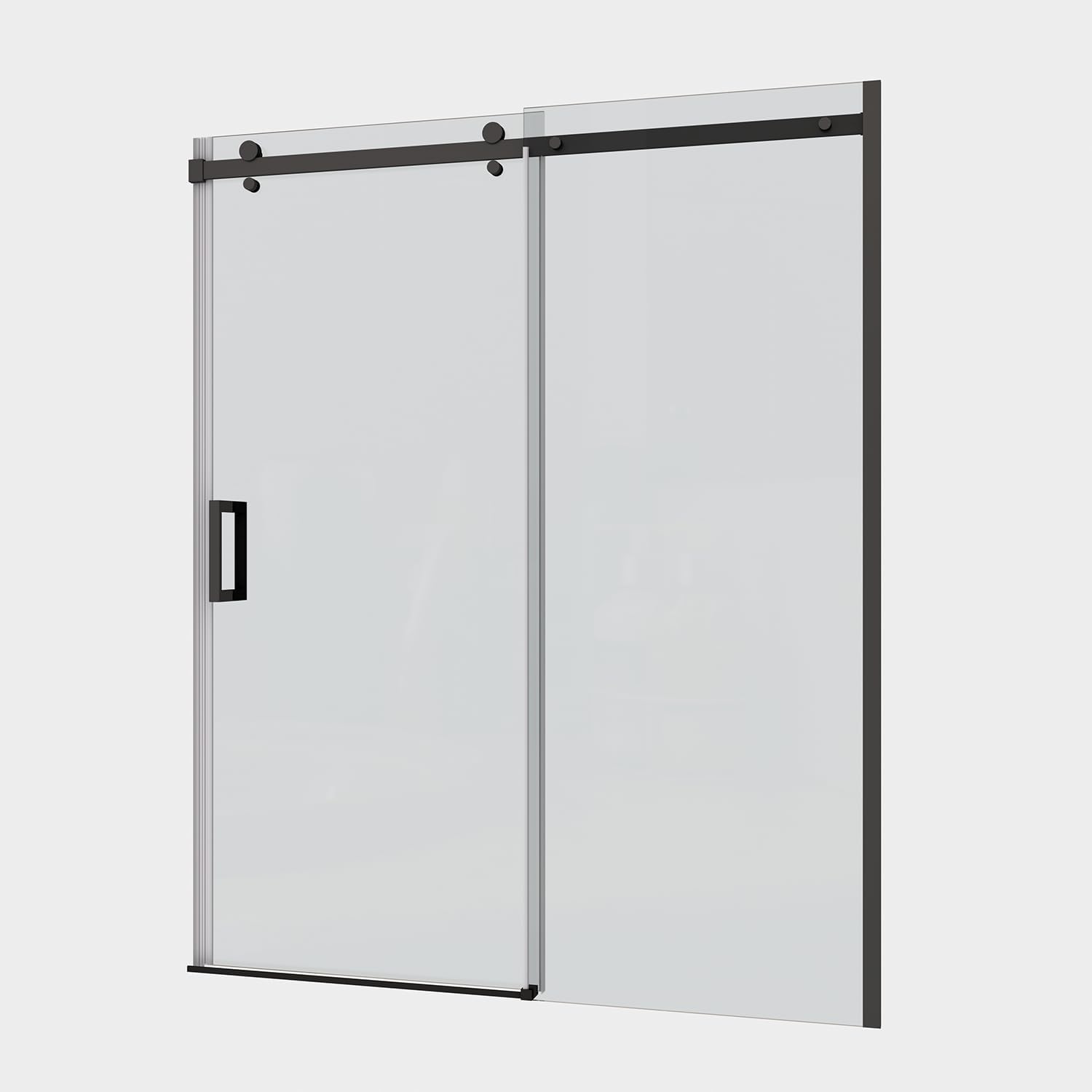 Sliding Door,Glass Shower Door,with 5/16" Tempered Clear Glass and Matted Black Finish