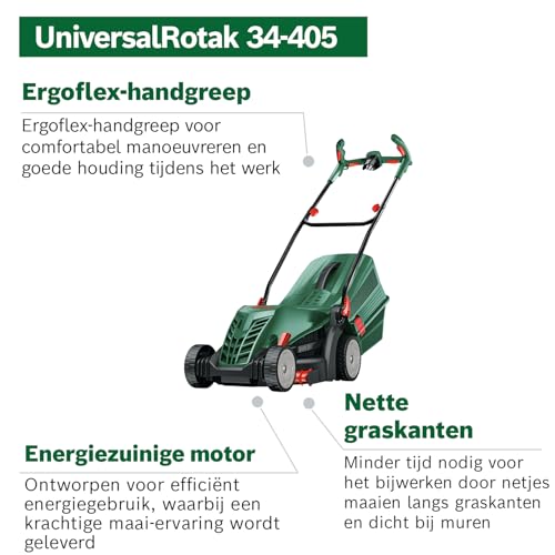 Bosch grasmaaier UniversalRotak 34-405 met snoer (1300 W motorvermogen, maaibreedte: 34 cm, grasopvangbak 40 liter, geschikt om gazons gelijkmatig en met nette randen te maaien) - Afbeelding 5