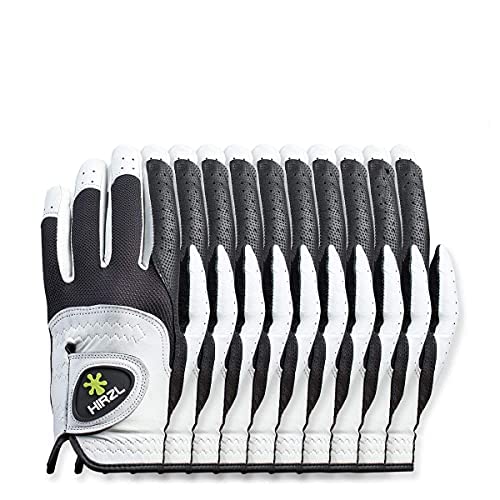 Hirzl Trust Control 2.0 Professional All Weather Ladies Leather Golf Glove Kangaroo-Cabretta, White/Black, Large, Worn On Left Hand (Pack Of 10)… #TOP22