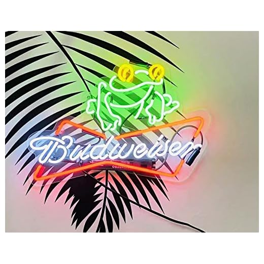 Prouten Neon Signs 17" Budweisers Frog Neon Sign Acrylic Beer Pub Bar Handmade Wall Decor Neon Light A117BWBTFA