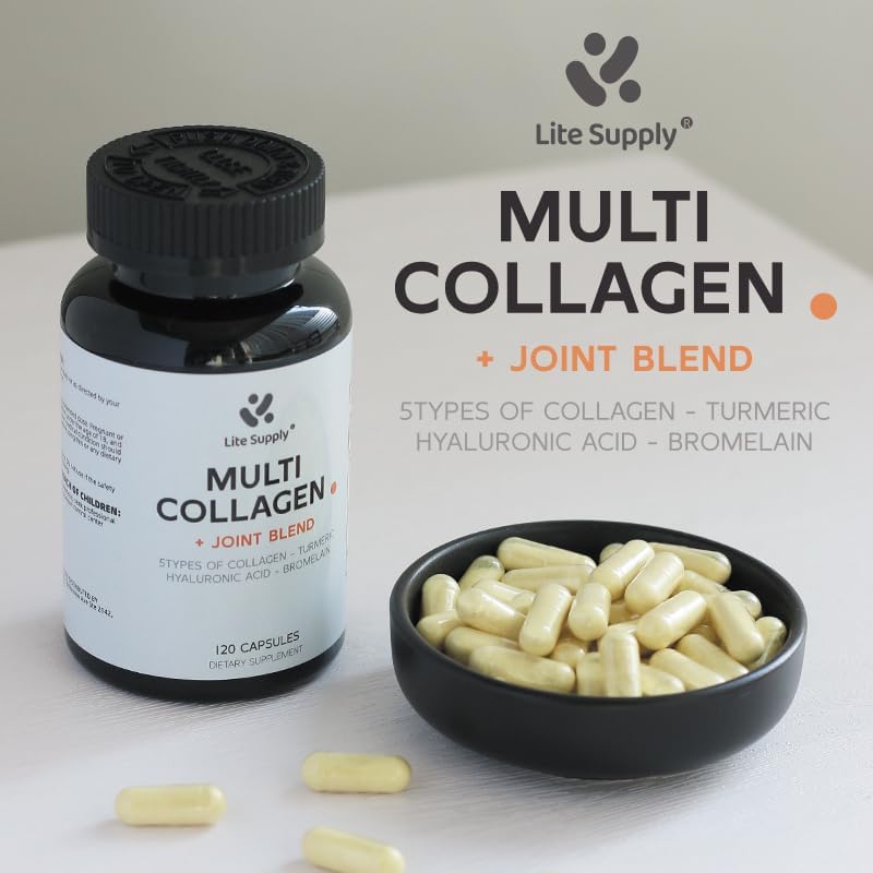 Miniatura 5 de Complejo de colágeno múltiple, 120 cápsulas para hombres y mujeres con péptidos de colágeno hidrolizados tipo I, II, III, V, X, extracto de cúrcuma,