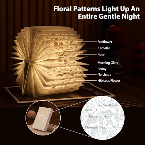 Floral Print Book Light,3-Color Book Lamp Book Lovers Gifts - image 2