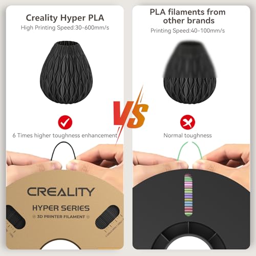 Image of Creality Hyper PLA Filament PLA 1.75mm 2KG, Official Creality 3D Printer Filament, 2Pcs 2.2lb /1kg, 600mm /s Designed for High-Speed 3D Printing (Black)
