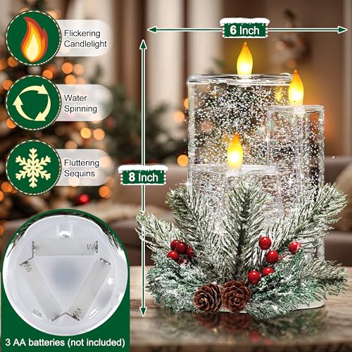 Vela sin llama de globo de nieve de Navidad con luces LED de mesa 7