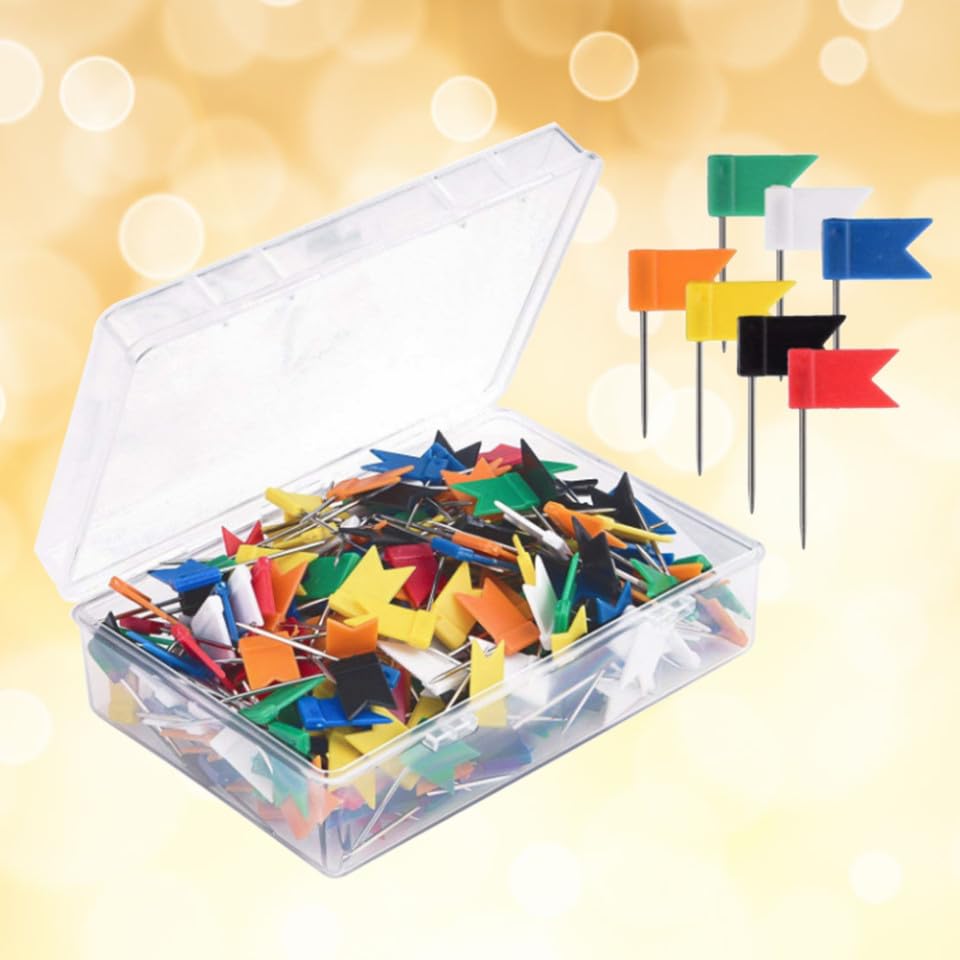 Toyvian 100pcs Colorful Map Flag Push Pins Tacks Steel Tacks with Plastic Flags Head for Travel Map Cork Board Bulletin (Random Color) image 4
