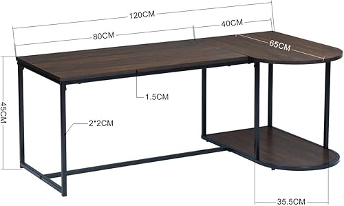 Miniatura 2 de BynJoo Industrial Coffee Tables Set of 2,Modern Accent Side Tables with Metal Frame and Wood Grain Top,Rectangular End Tables for Living