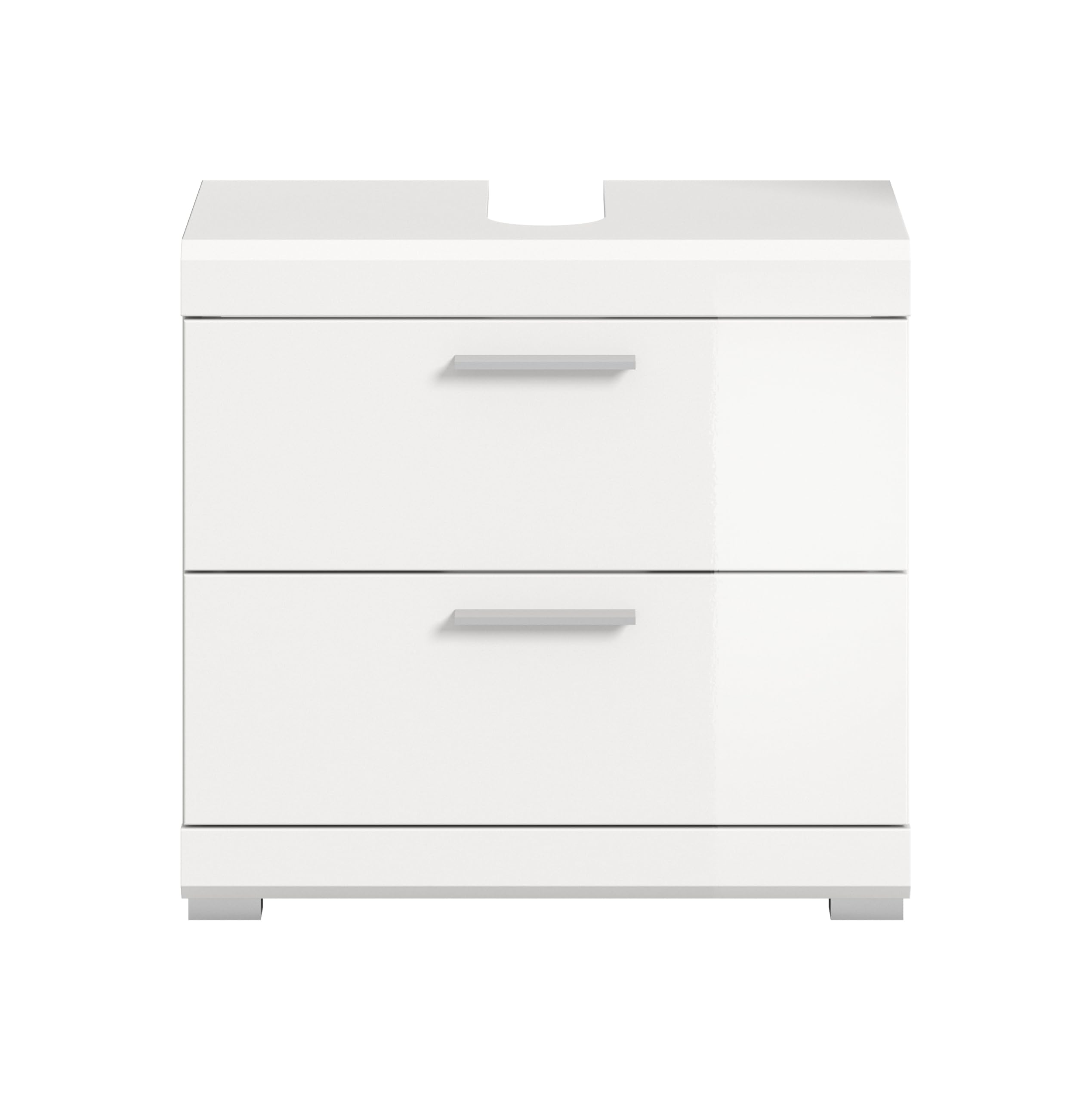 xonox.home Bad Scout X06A9707 Waschbeckenunterschrank Unterschrank Waschschrank in weiß Nachbildung und weiß Hochglanz tiefzieh – Bild 2