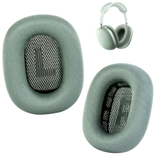Almohadillas para auriculares AirPods Max – Almohadillas de malla mejoradas compatibles con Apple AirPods Max con capa de silicona, imán, espuma viscoelástica y aislamiento de ruido (verde)