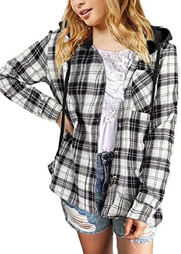 thefabland Girls' Hoodies Kids Long Sleeve Plaid Shirts Button Down Cute Jackets Tops Black