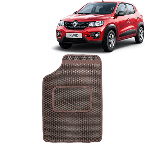 Image of Kingsway Dotted Design Car Floor Foot Mats Universal Fit for Renault Kwid, Model Year : 2015-2018, Water and Dustproof, Color Brown, Set of 5 Pieces