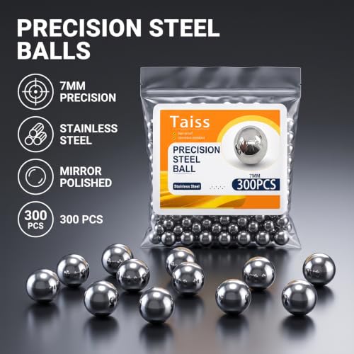 Image of Taiss 300PCS 7mm 304 Stainless Steel Precision Balls,Precision Steel Ball Assortment Kit,Metal Balls