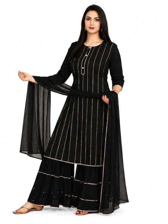 pk hub Women's Attractive Rayon Mirror Work Kurti with Sharara, Kurti for Women, Mirror Work Kurti-picture-17